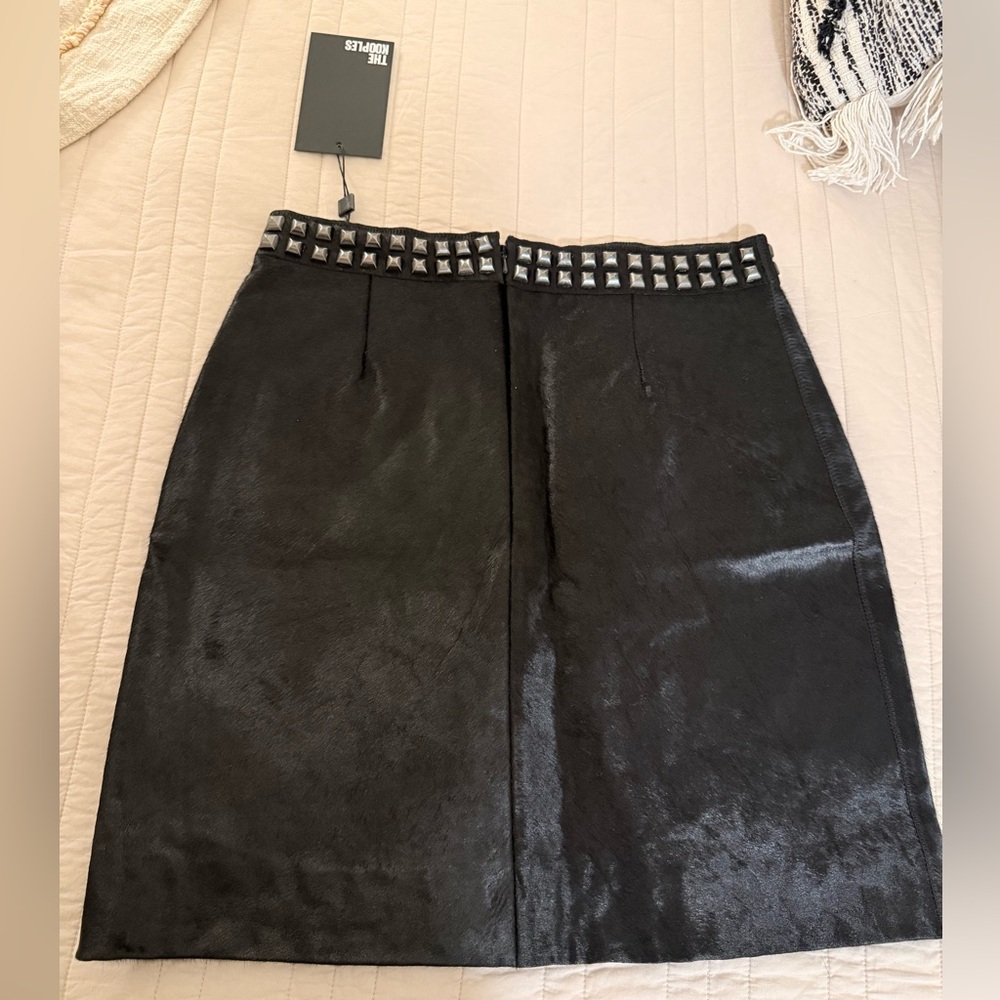Studded Black Skirt 100% Cow Hide. US Size 6.